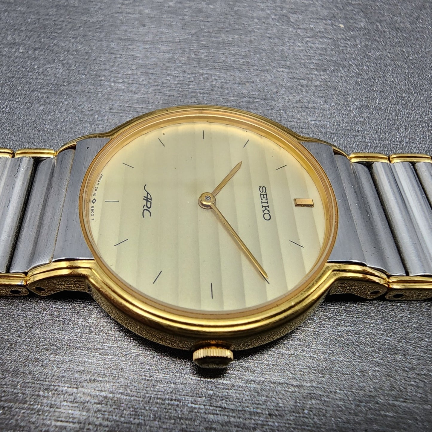 Seiko Arc Watch Men 30mm Champagne Dial Two Tone Round 5P30-6A70 PARTS