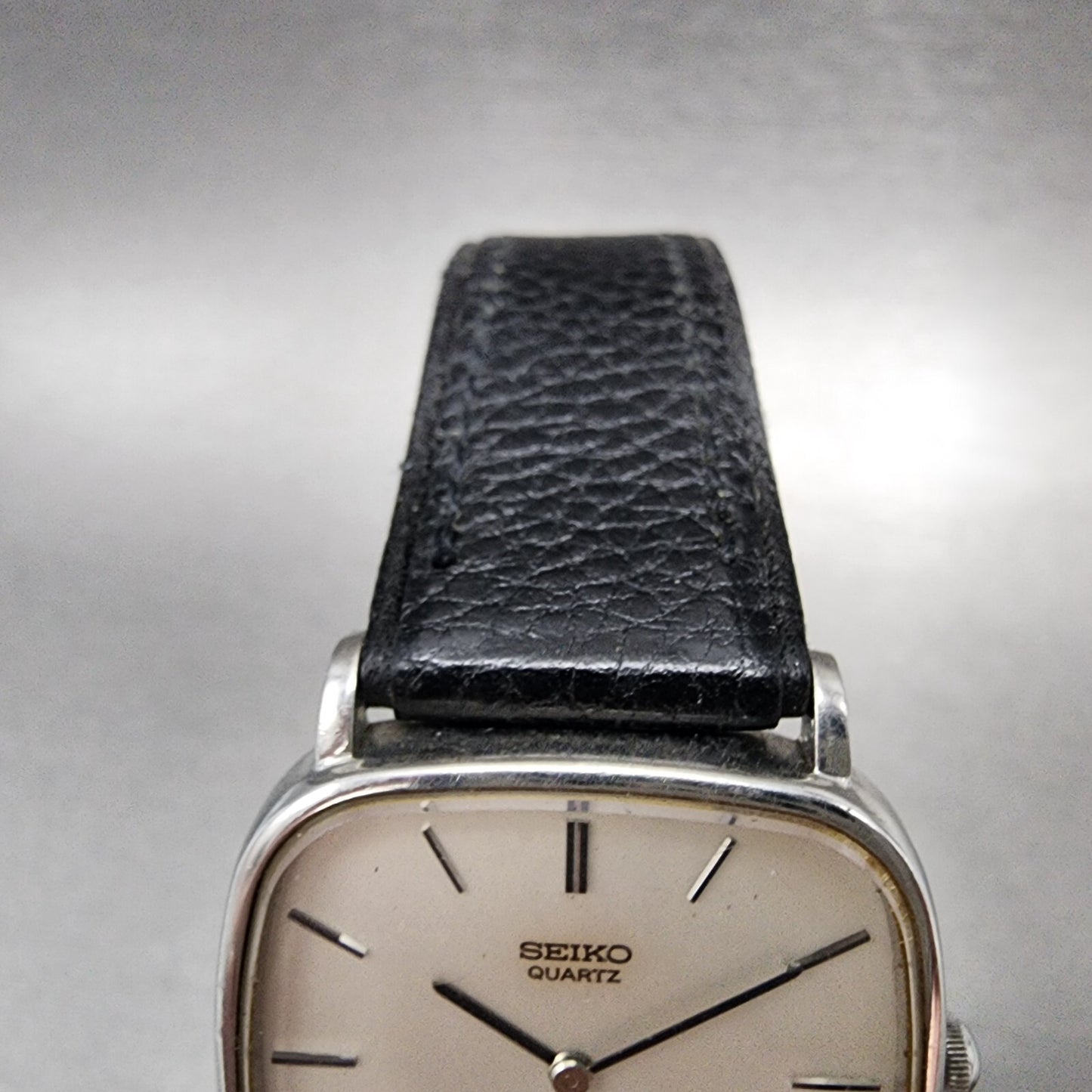 Seiko Watch Men 30mm White Dial Silver Tone Rectangle 7820-5050 New Battery VTG