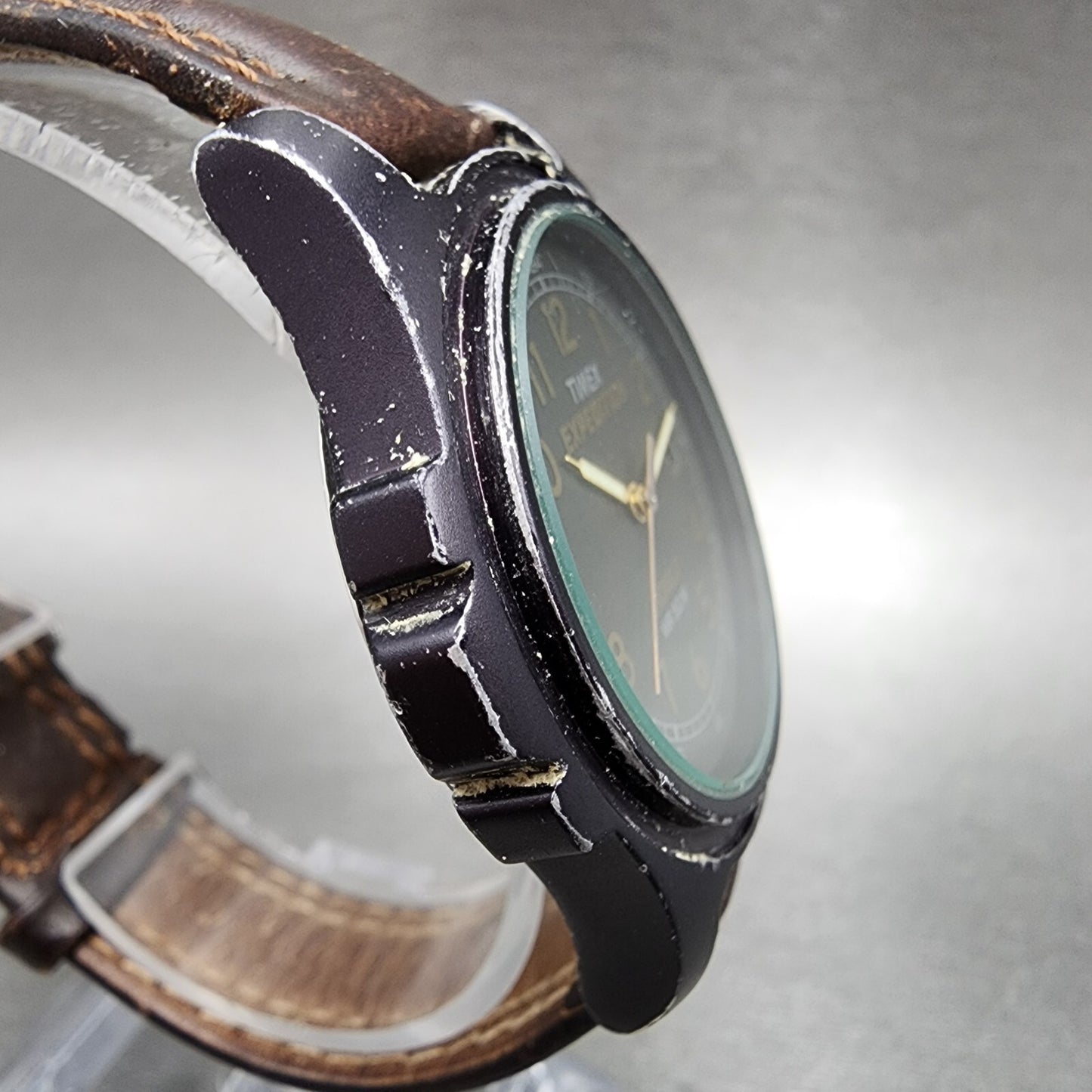 Timex Expedition Watch men 37mm Green Dial Brown Tone Date Round New Battery