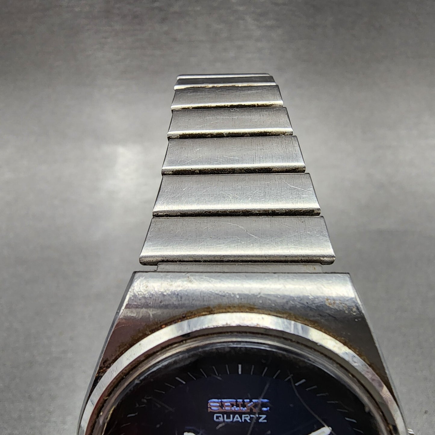 Seiko SQ Watch Men 35mm Blue Dial Silver Tone Daydate 7546-8200 New Battery