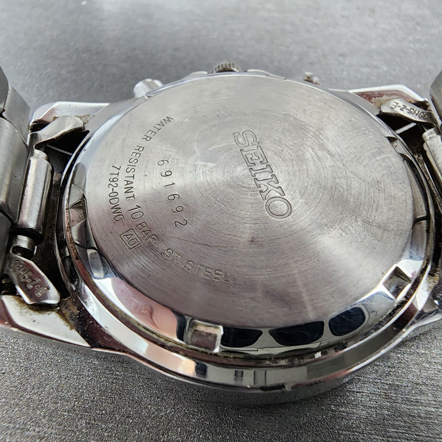 Seiko Chronograph Watch Men 38mm Black Dial Silver Tone Date 7t92-0dw0 New Batt