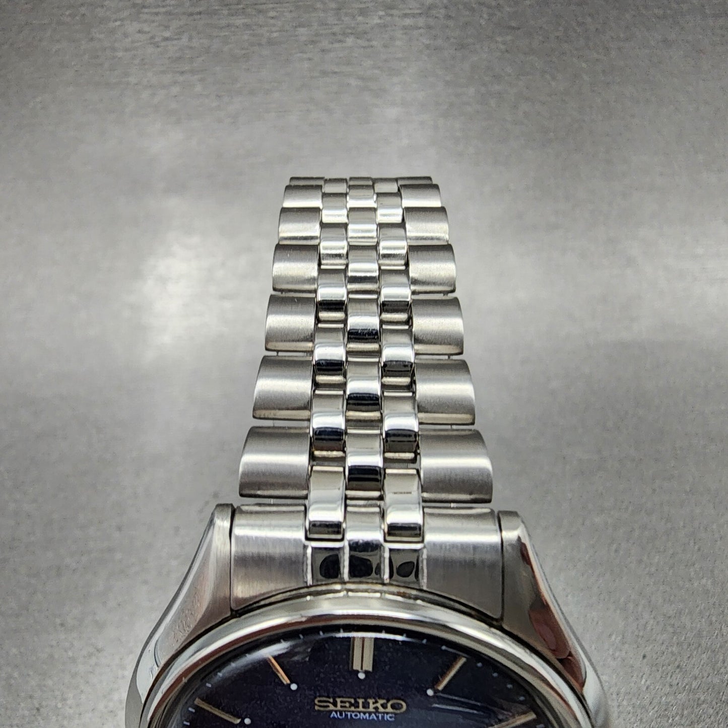 Seiko Automatic Watch Men 38mm Blue Texture Dial Steel Daydate 6309-601A Runs