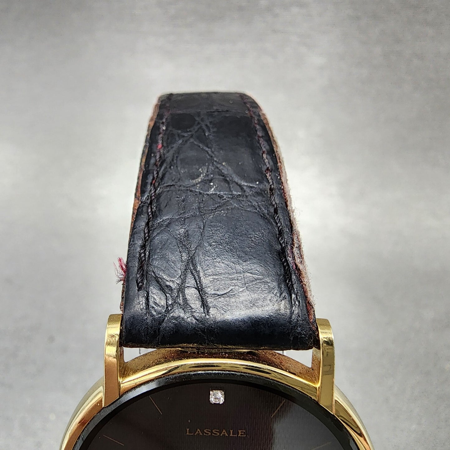 Seiko Lassale Watch Men 31mm Black Dial Gold Tone 7750-7009 New Battery READ!!!