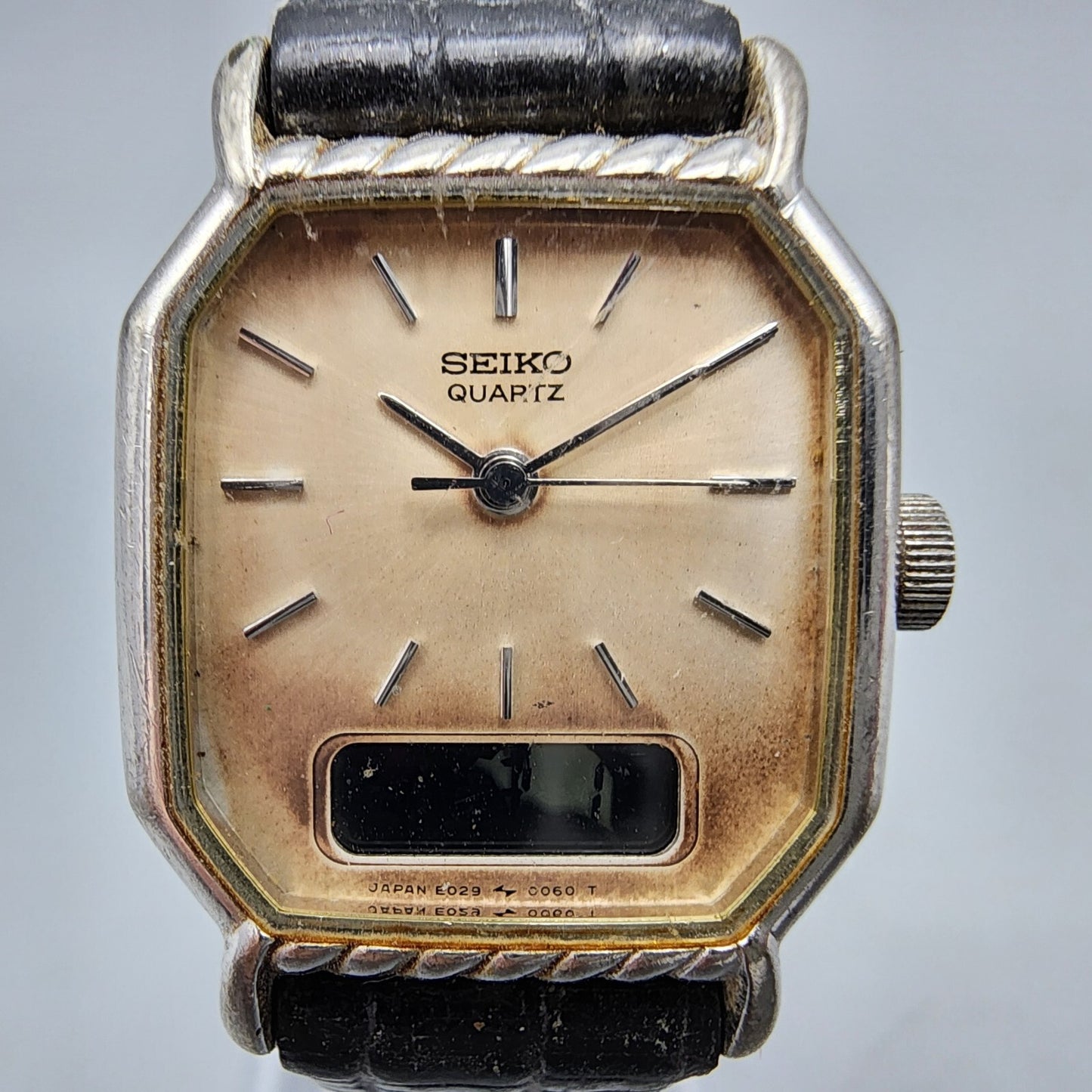 VTG Seiko Watch Women 22mm Analog Digital Silver Dial Palladium READ!!! E029
