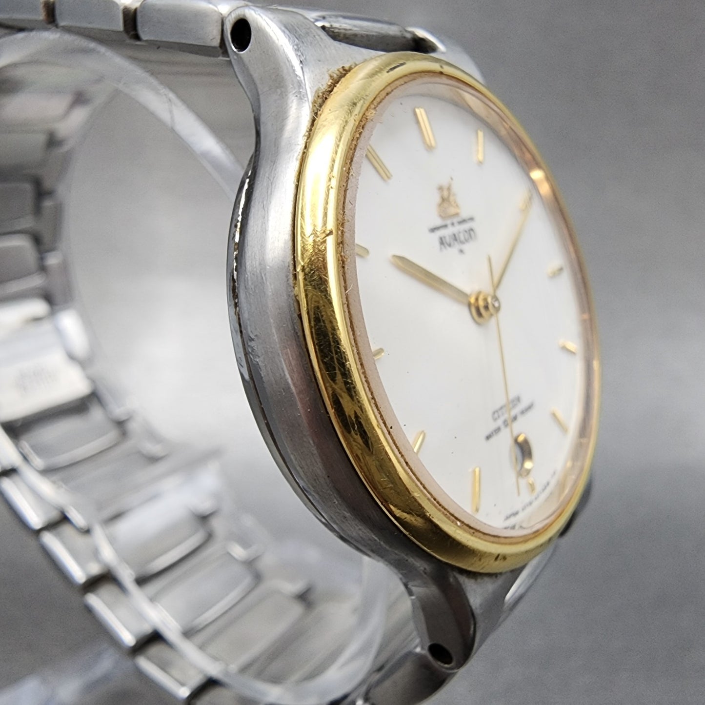 Citizen Avalon Watch Men 31mm White Dial Two Tone Date 4710-470192 New Battery