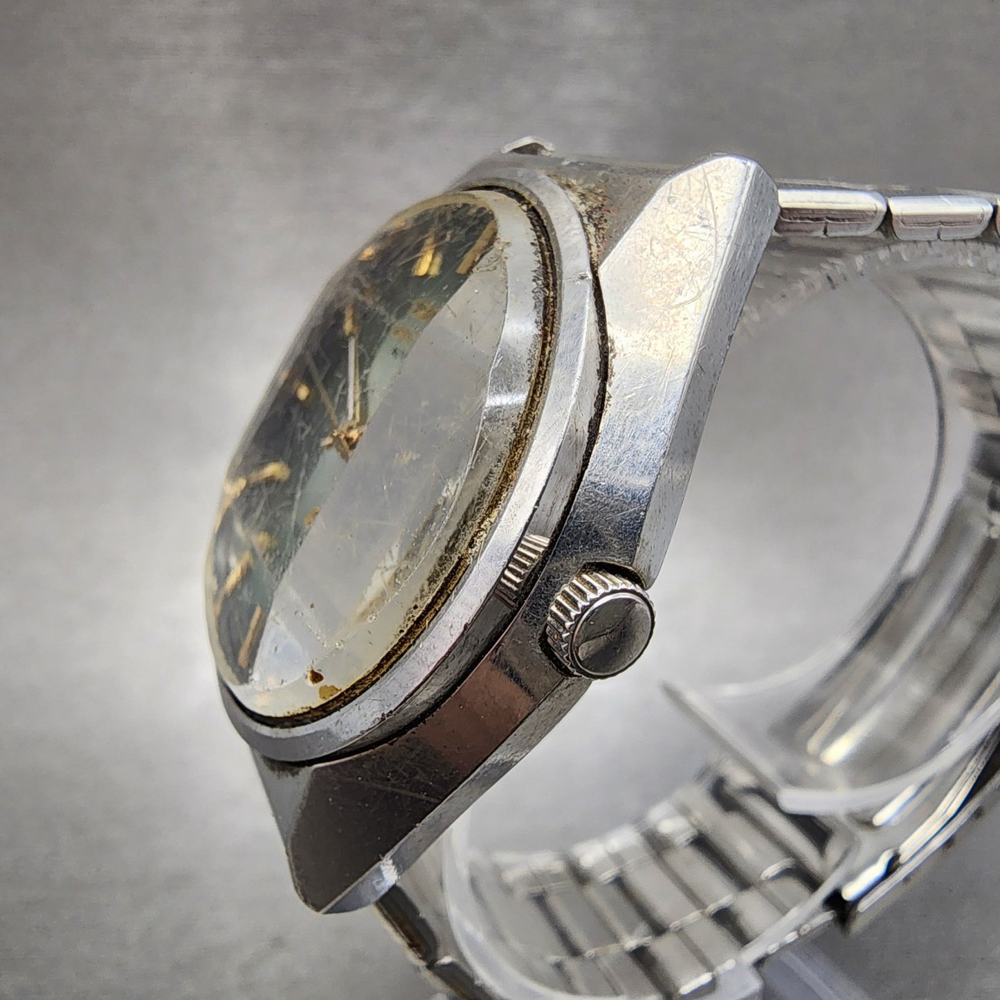 Seiko Lord Matic Watch Men 36mm Green Dial Silver Tone Daydate 5606-7310 Runs