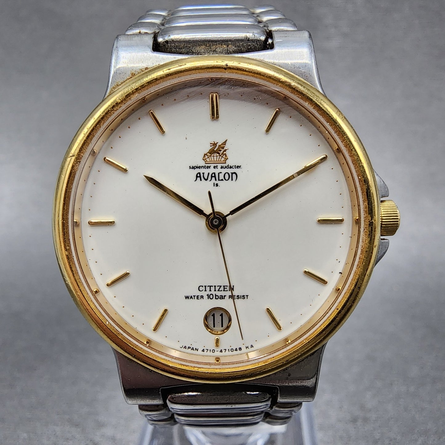 Citizen Avalon Watch Men 31mm White Dial Two Tone Date 4710-470192 New Battery