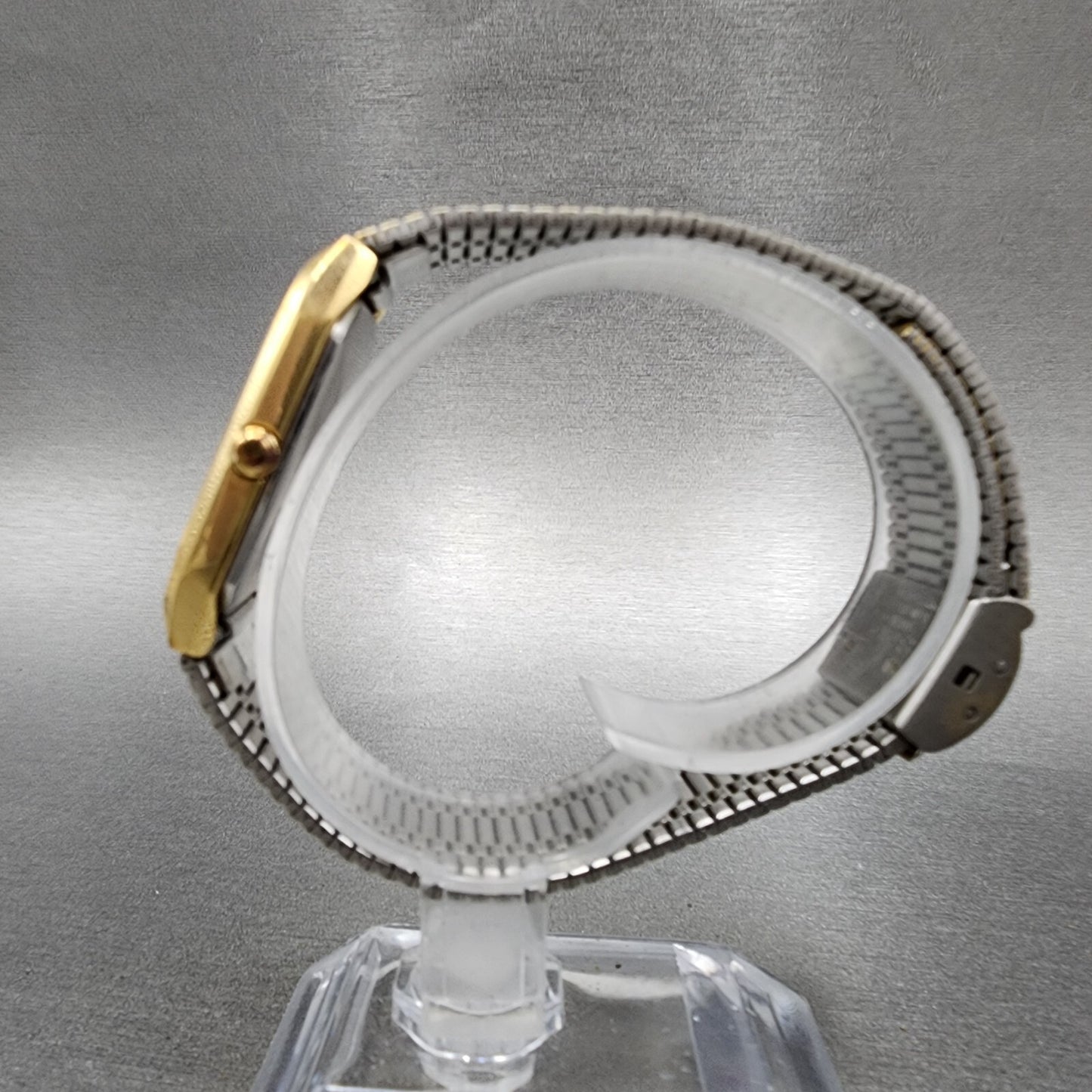 Seiko Tank Watch Men 26mm Gray Dial Gold Tone Rectangle 6530-5080 New Battery
