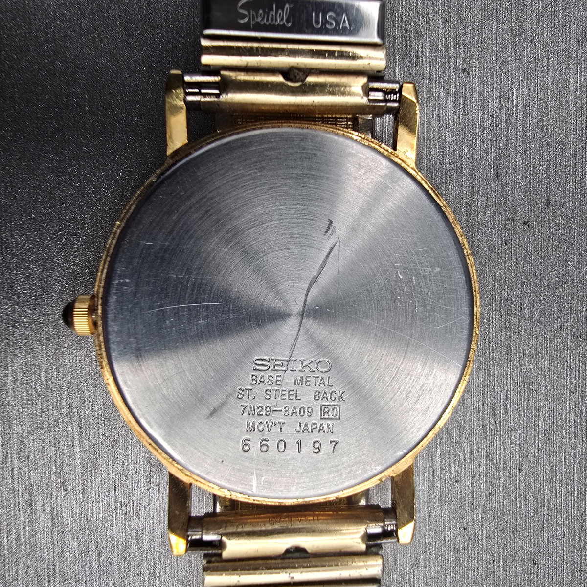 Seiko Watch Men 34mm Ivory Dial Gold Date Round 7N29-8A09 New Battery VTG10