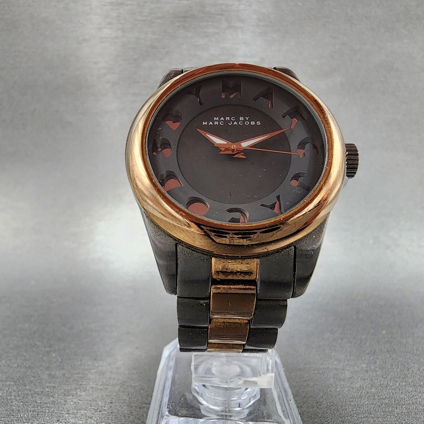 Marc Jacobs Watch Women 36mm Gray Dial Two Tone Round MBM3114 New Battery