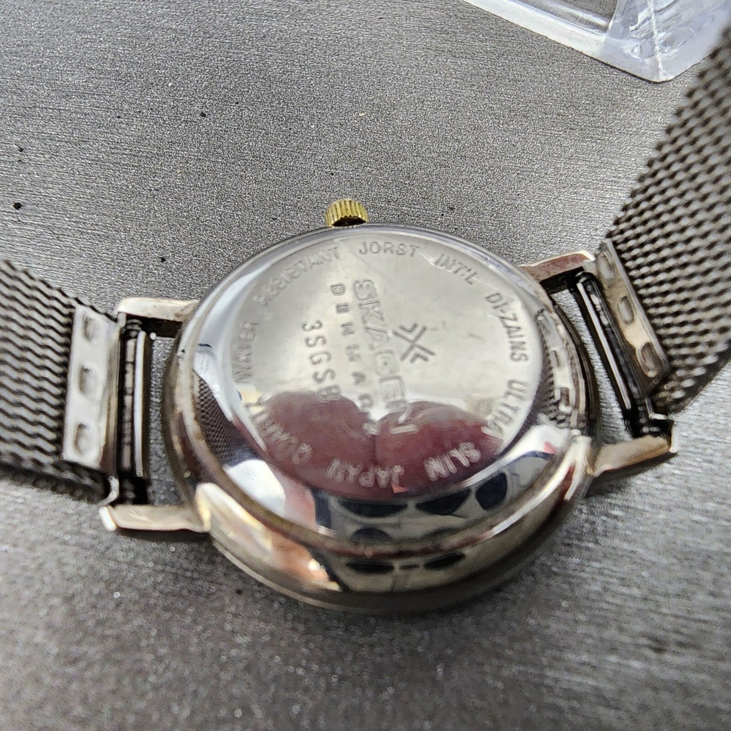 Skagen Watch Women 25mm Black Dial Two Tone Round 3SGSB Mesh Nand New Battery