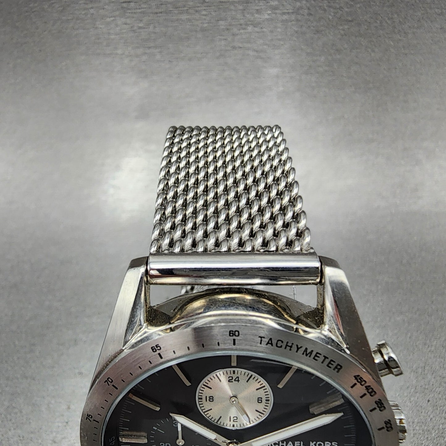 Michael Kors Accelerator Chronograph Watch Men 42mm Black Dial Steel New Battery