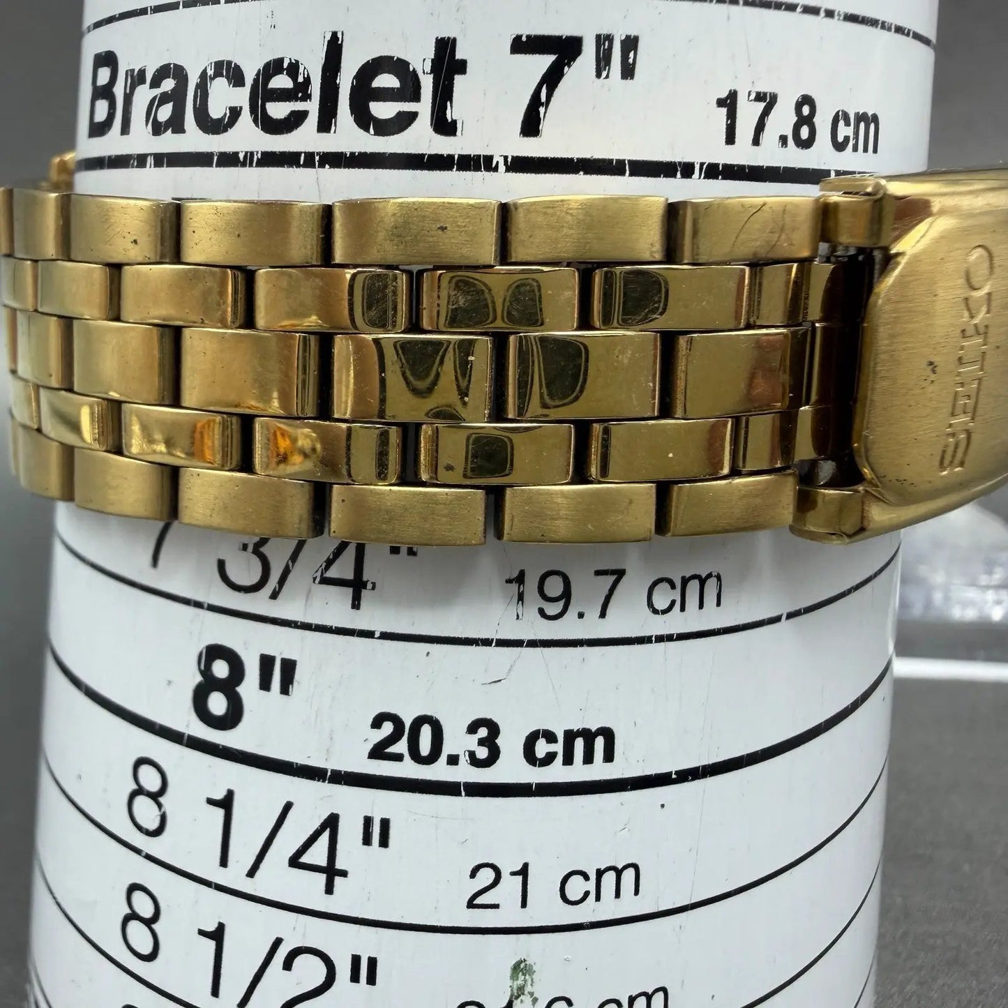 Seiko watch Men 36mm Gold Dial Gold Tone Daydate Round 7n43-9048 New Battery10