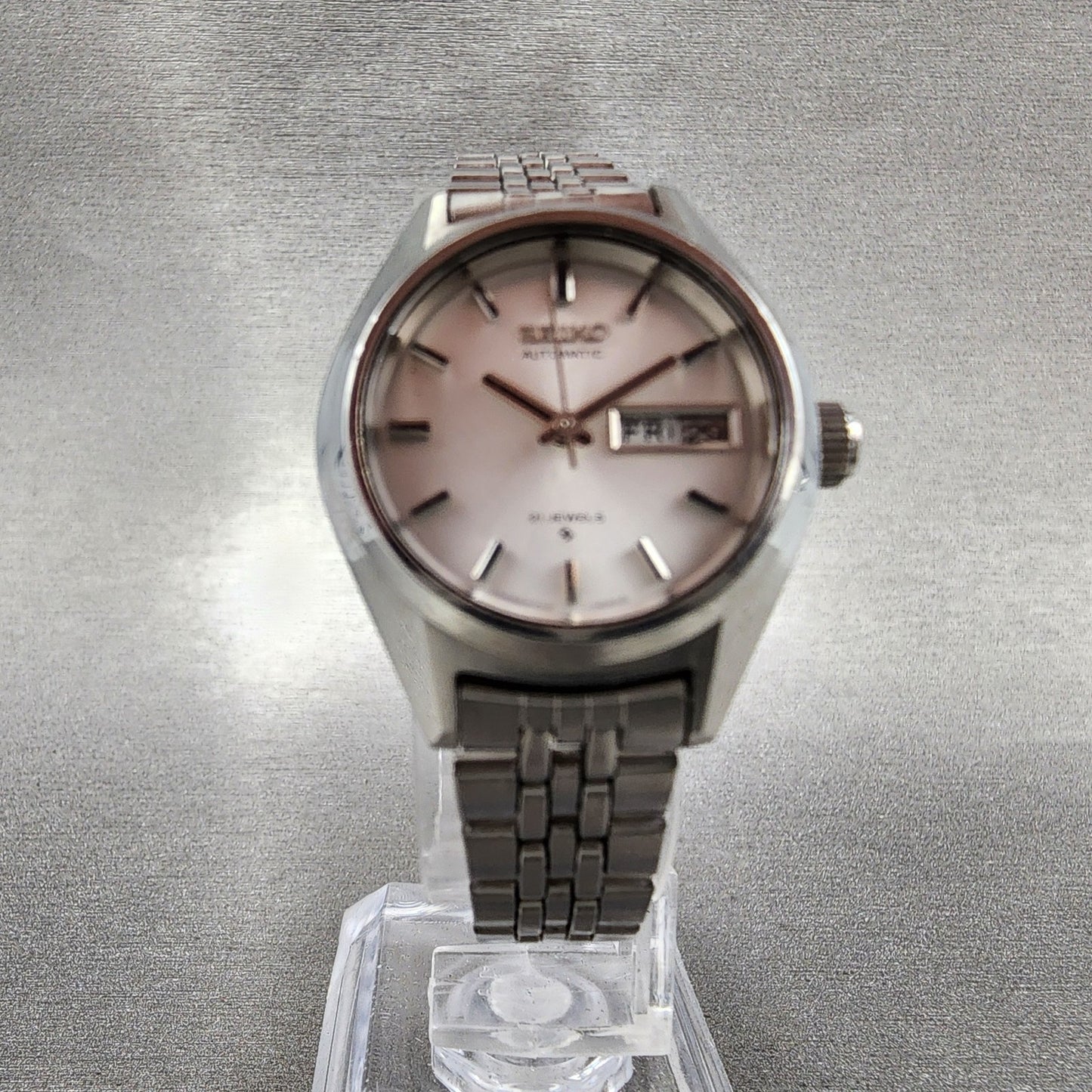 Seiko Automatic Watch Women 24mm Silver Dial Silver Tone Daydate 2706-0290 Runs