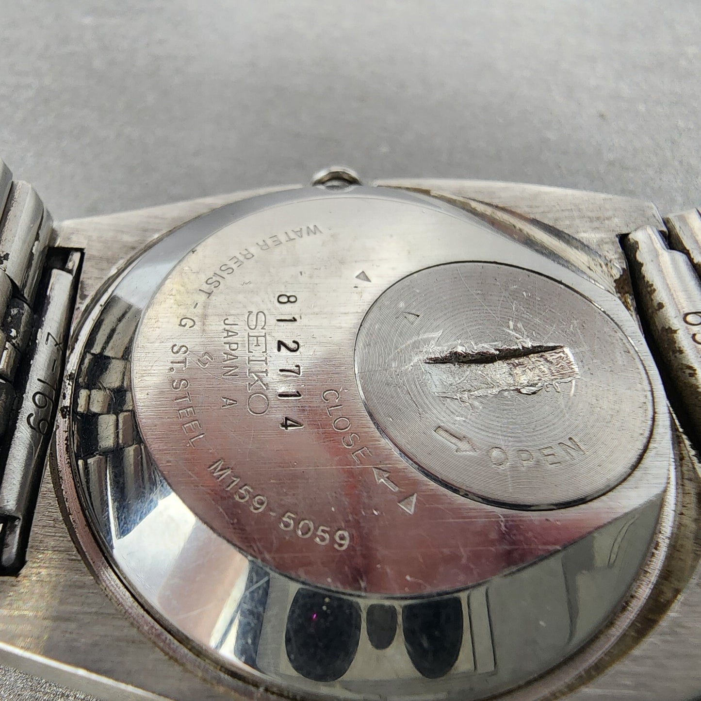 VTG Seiko Digital Watch Men 35mm Silver Tone Chronograph M159-5059 New Battery