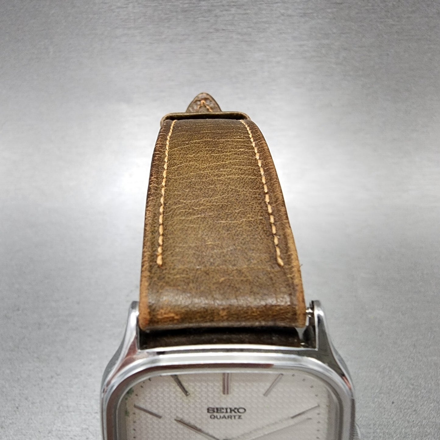 Seiko Watch Men 30mm Silver Dial Silver Tone Square 6431-5050 New Battery
