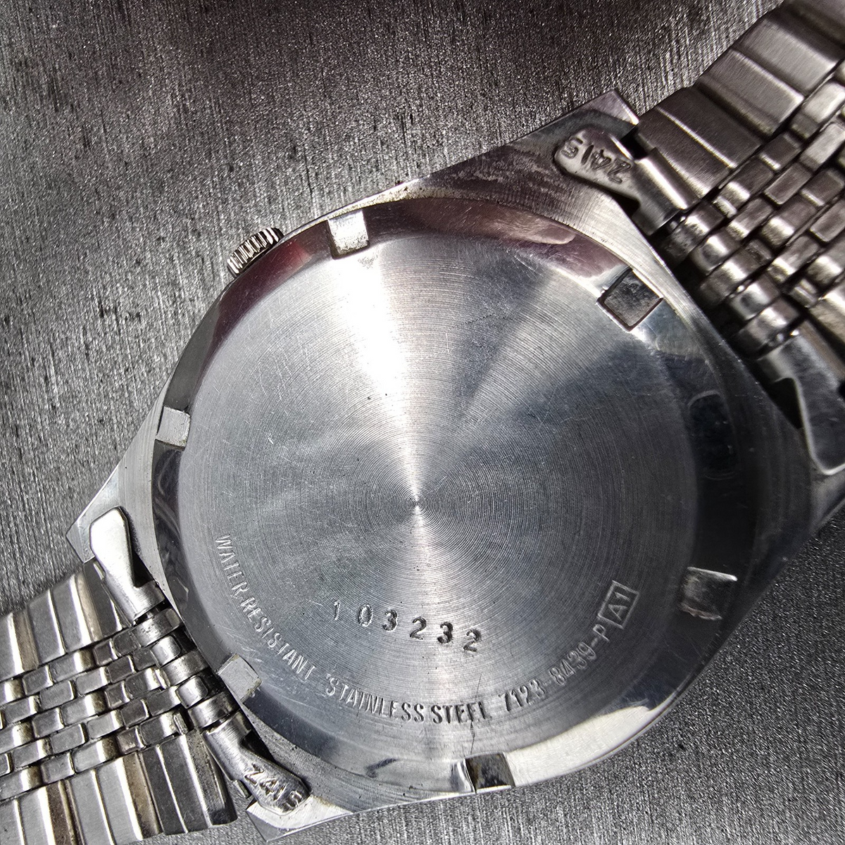 Seiko SQ Watch Men 34mm Black Dial Silver Daydate Round 7123-8439 New Batt VTG10