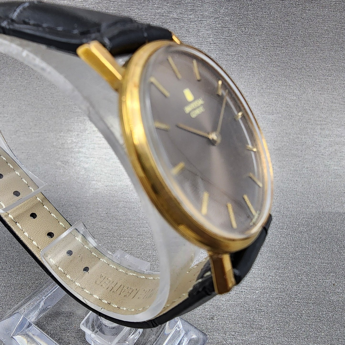 Universal Geneve Watch Men 32mm Brown Dial Gold Plated Manual Wind 542109 READ!!