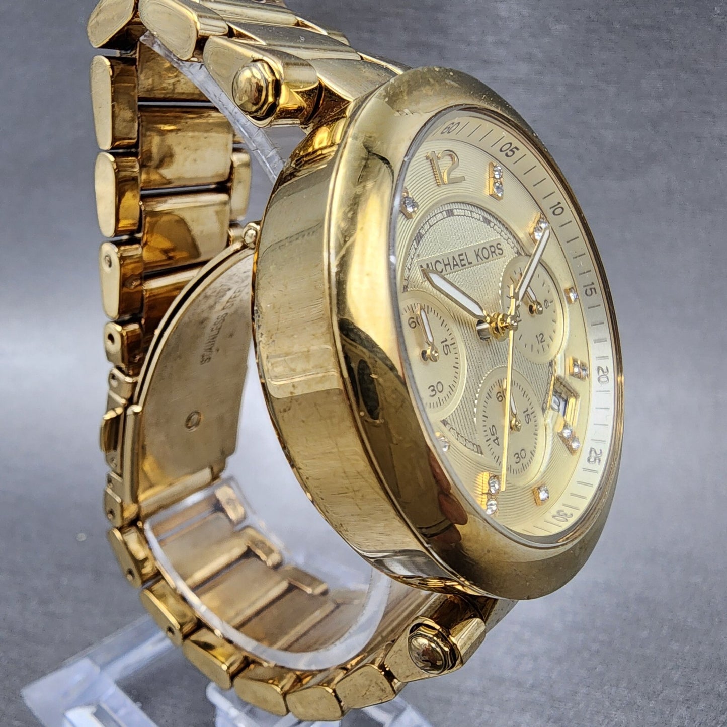 Michael Kors Parker Watch Women 39mm Champagne Dial Gold Tone Chronograph NewBat