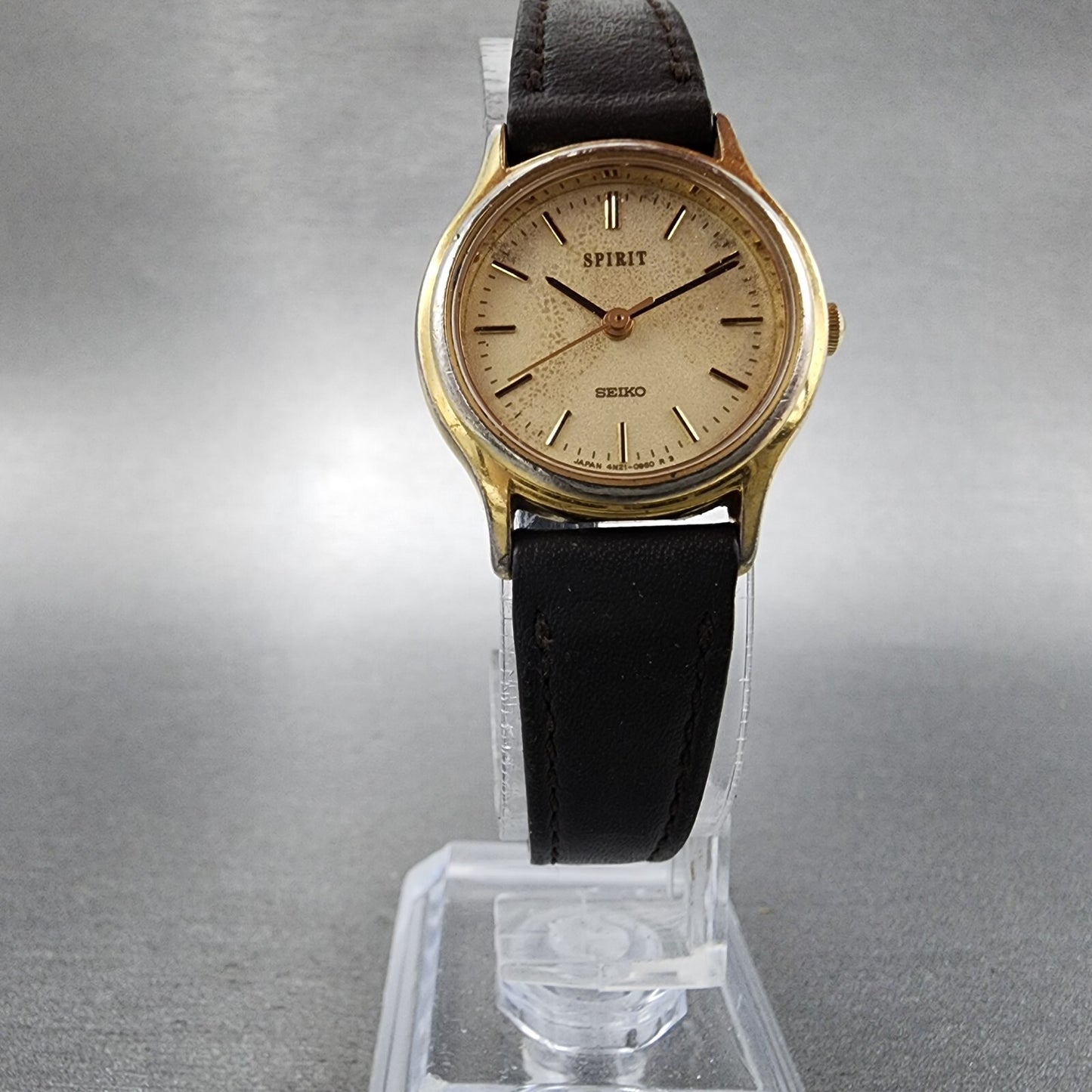 Seiko Spirit Watch Women 23mm Champagne Dial Gold Tone 4n21-0450 New Battery