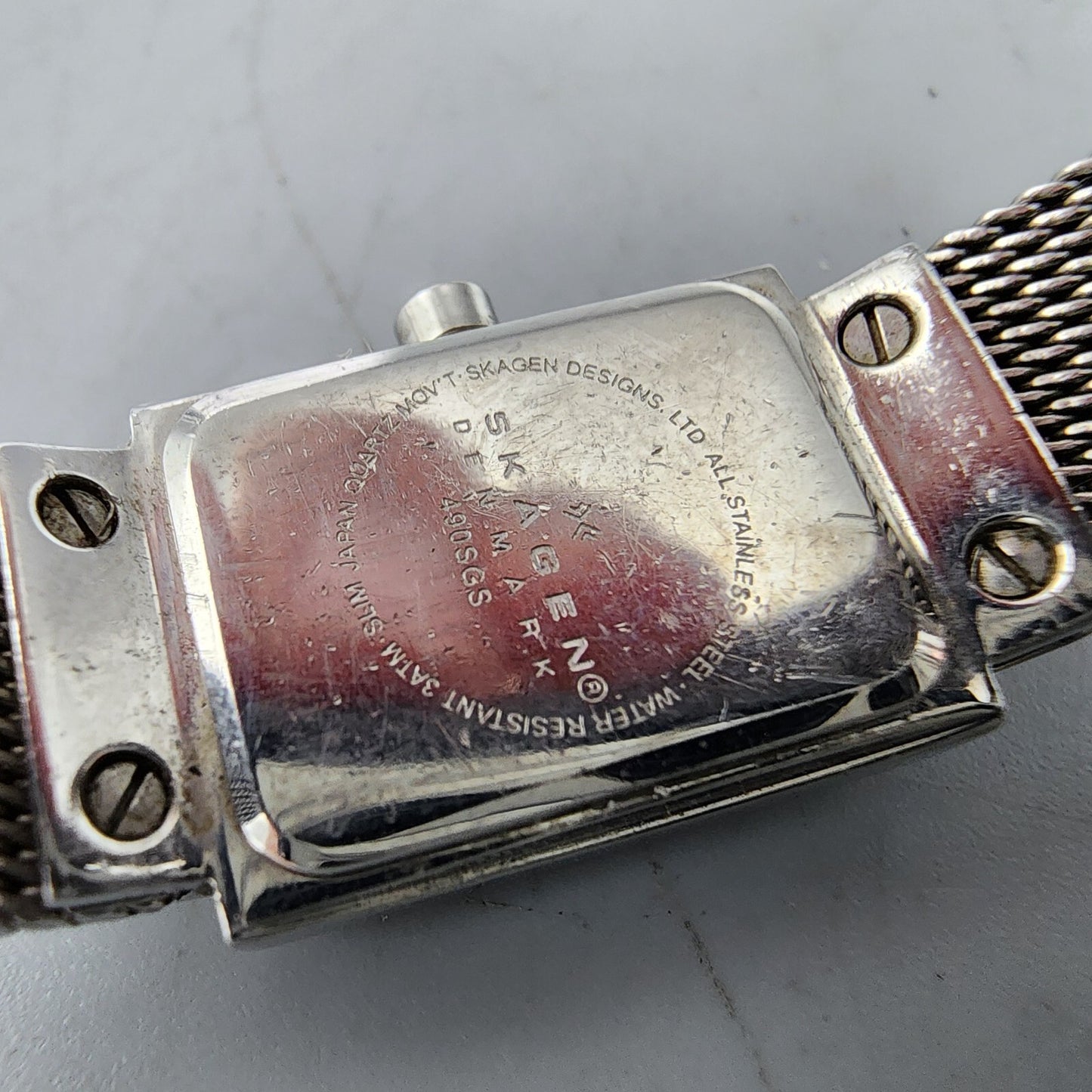 SKagen Tank Watch Women Silver Tone Silver Dial 14mm Rectangle 490SGS New Batt