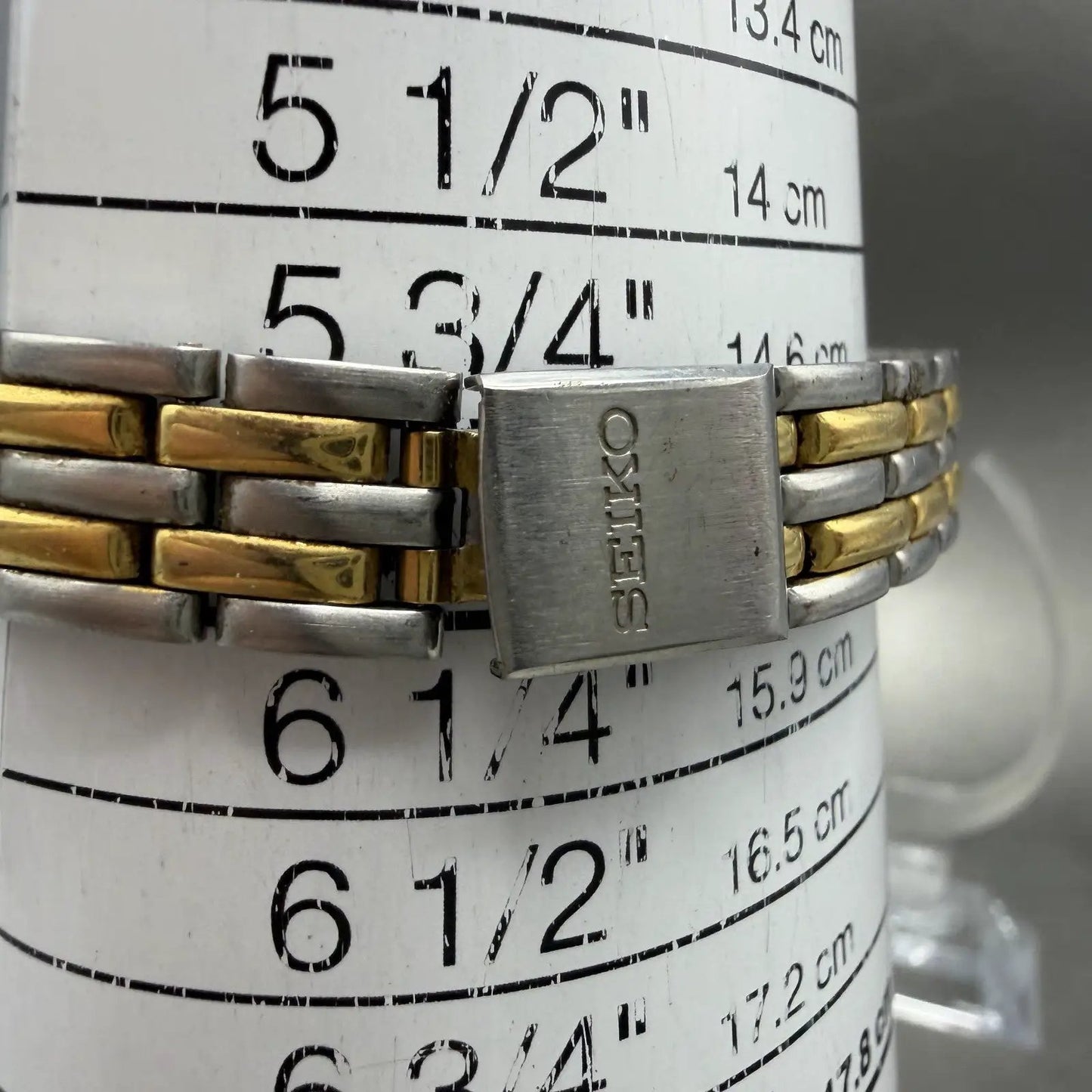 Seiko Watch Women 24mm White Dial Two Tone Date Round 3Y02-0B59 New Battery HJ8Q10