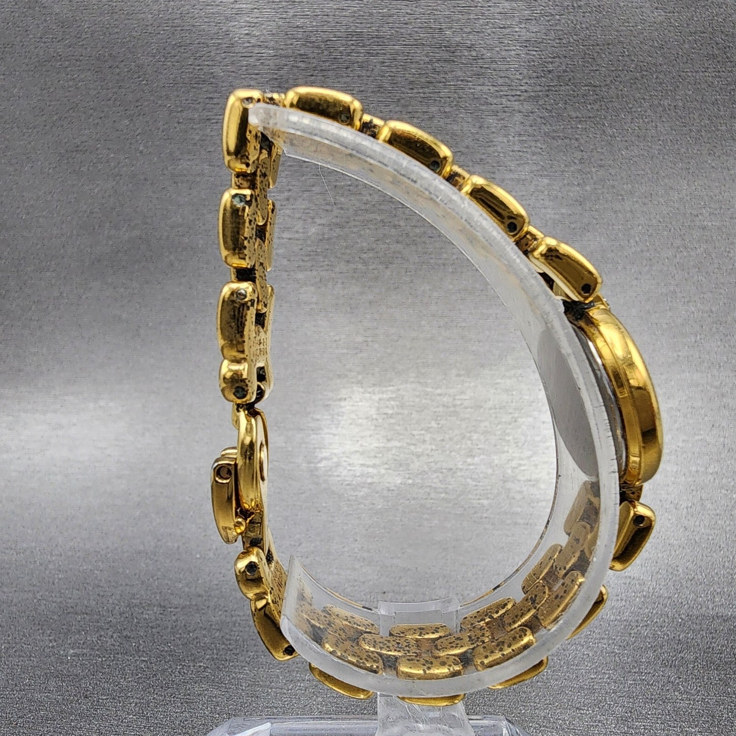 Seiko Watch Women 20mm Gold Dial Gold Tone Diamond Round 1N00-1C99 New Batt VTG