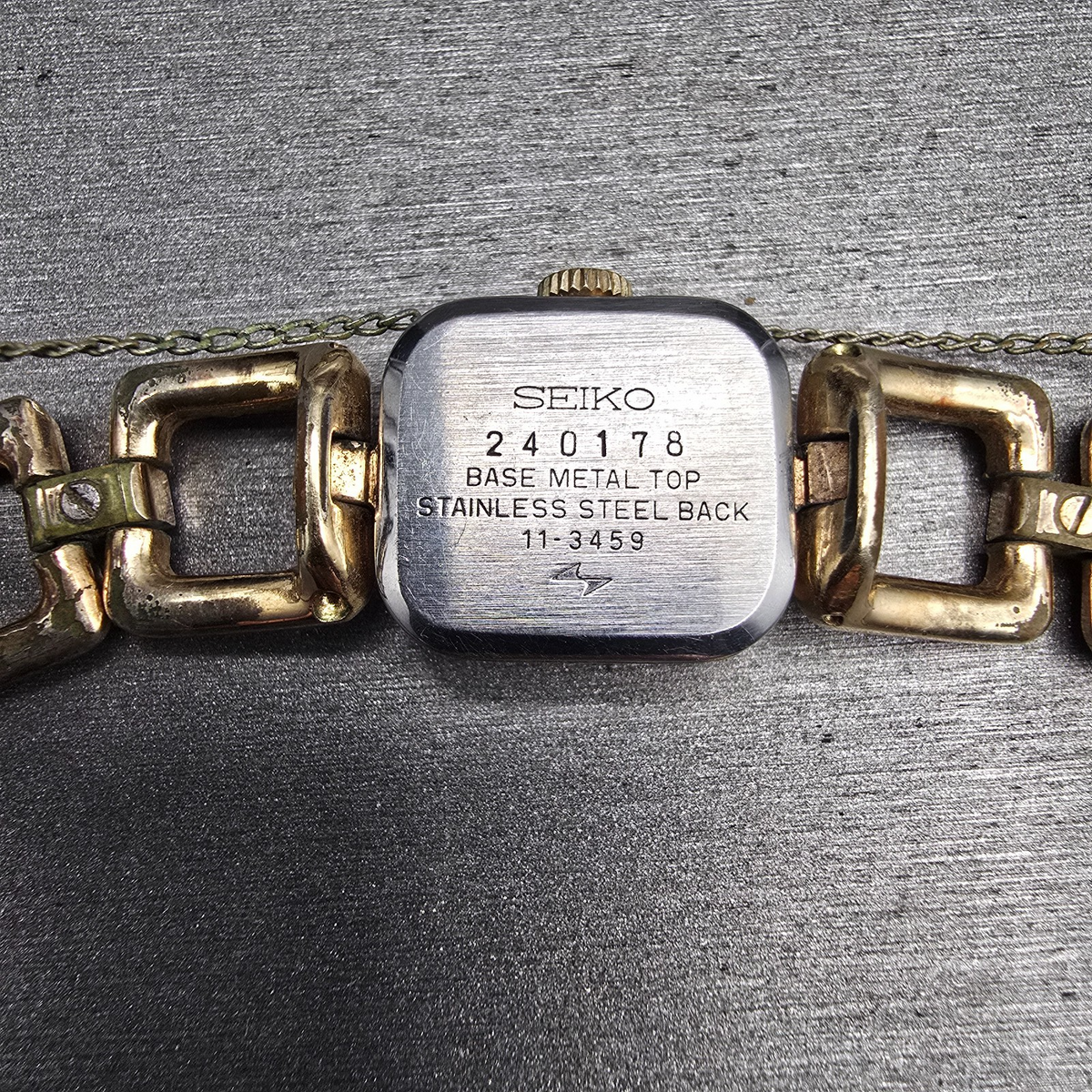 Seiko Watch Women 16mm Champagne Dial Gold Tone Rectangle 11-3459 Manual Wind10