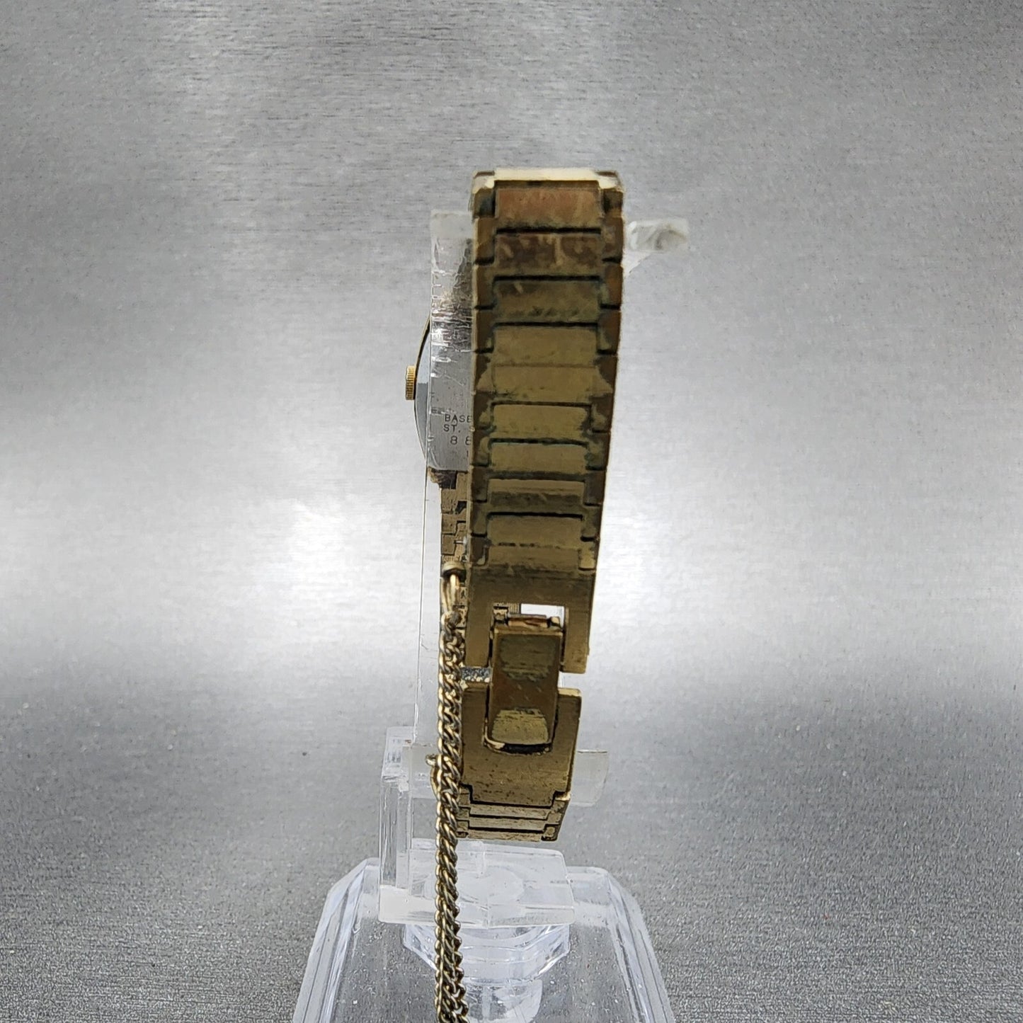 Seiko Watch Women 16mm Gold Dial Gold Tone Rectangle 16-5009 New Battery