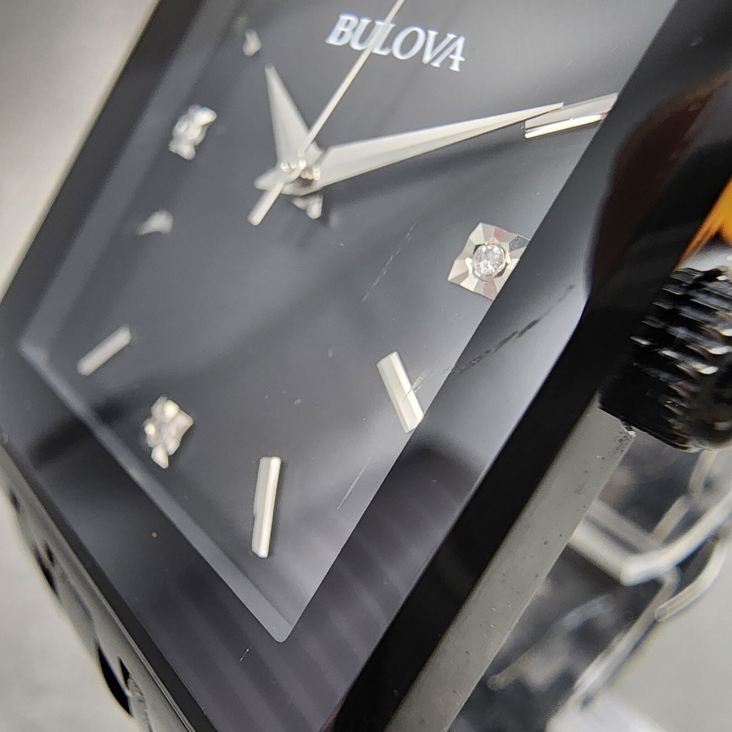 Bulova Quadra Watch Men 31mm Black Dial Black Tone Octagon 98D164 Bracelet B1234