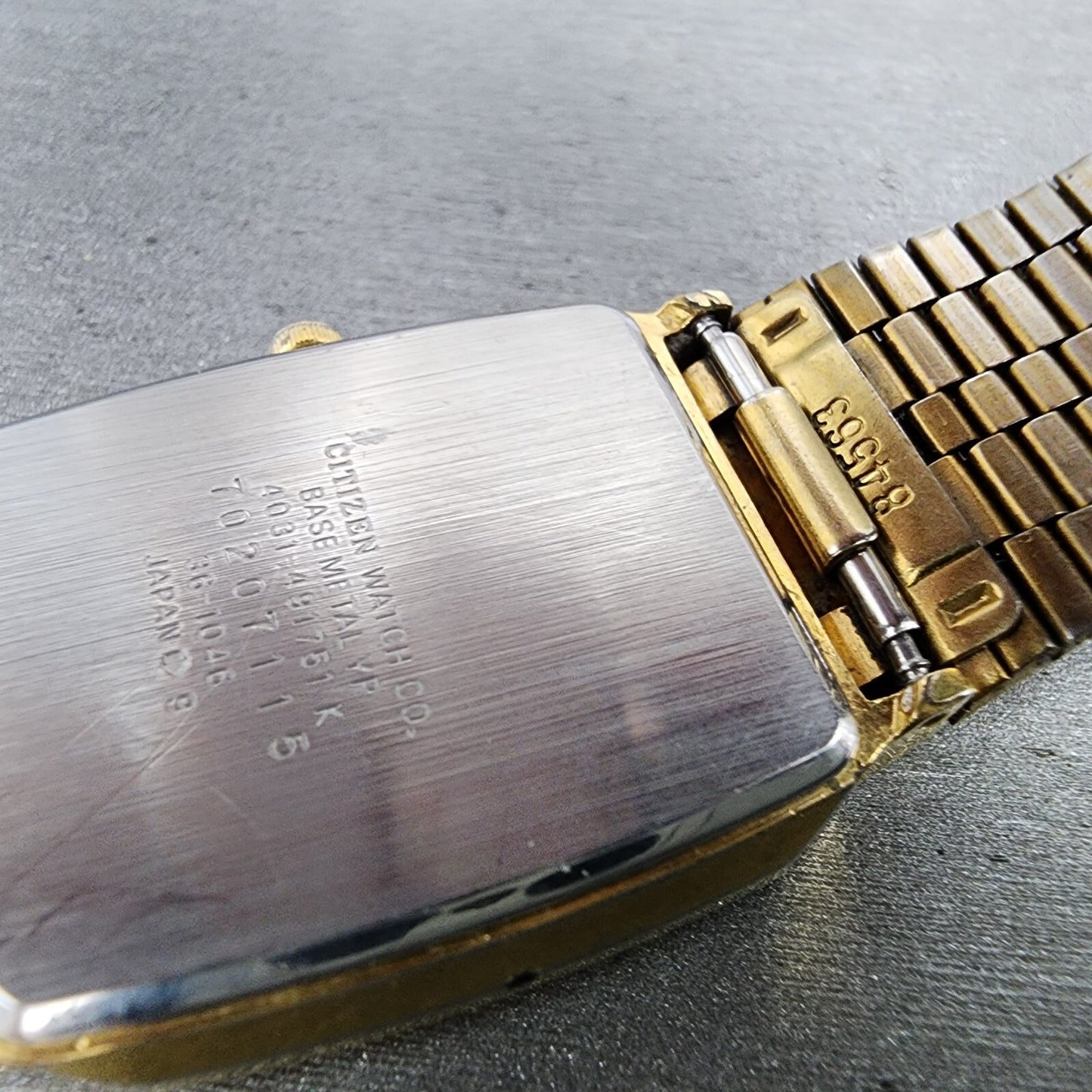 Citizen CQ Tank Watch Men 27mm Gold Dial Gold Tone Rectangle 4031-491751 PARTS