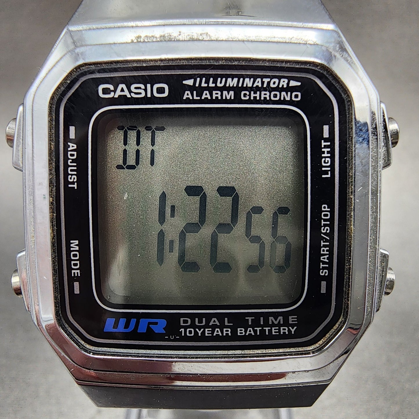 Casio A178W Watch Men 34mm Digital Silver Tone Alarm Chrono Illuminator New Batt