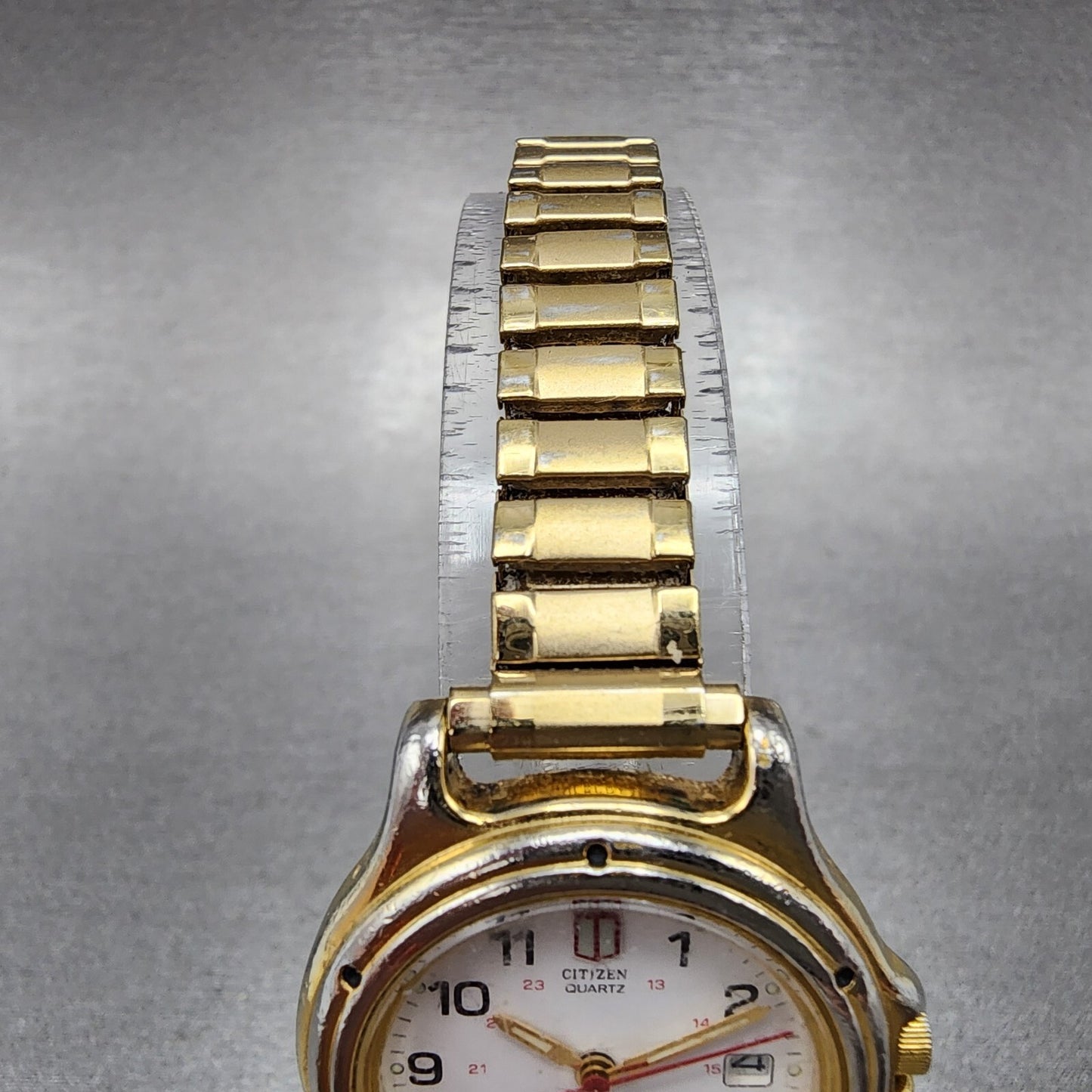 Citizen Watch Women White 27mm Dial Gold Tone Date Round 6010-S37668 New Battery