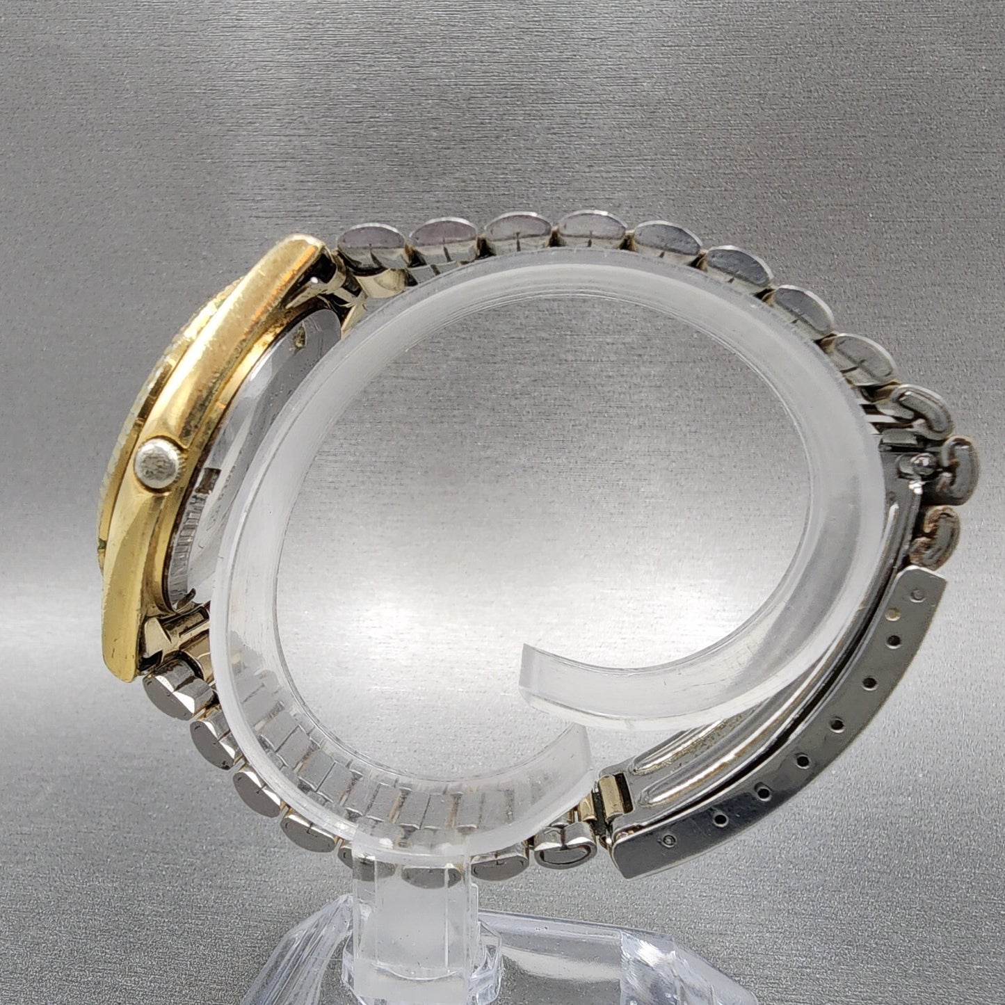 Seiko SQ President Watch Men 36mm Gold Dial Gold Plated Daydate Round NewBat C89