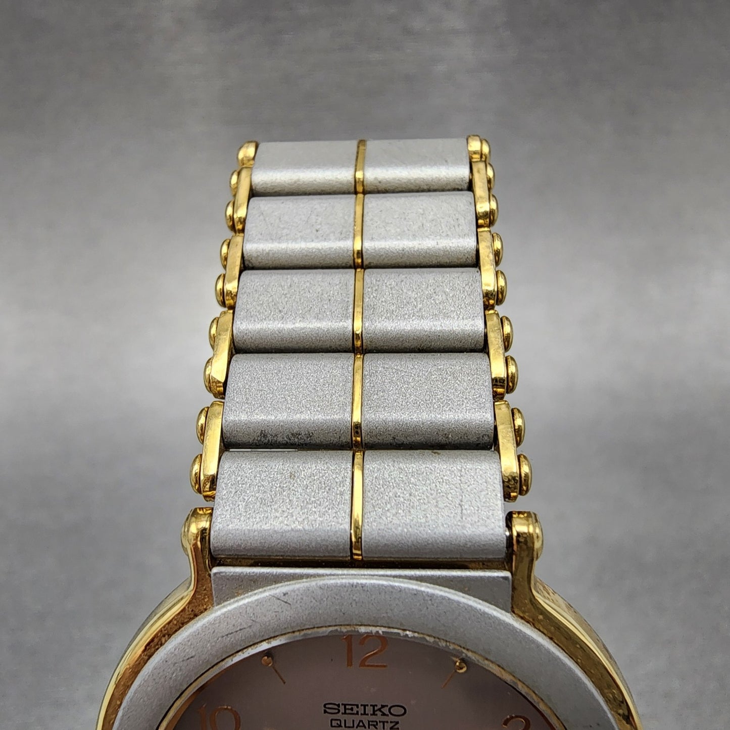 Seiko Watch Men 31mm Silver Tone Two Tone Round 5p30-6009 New Battery