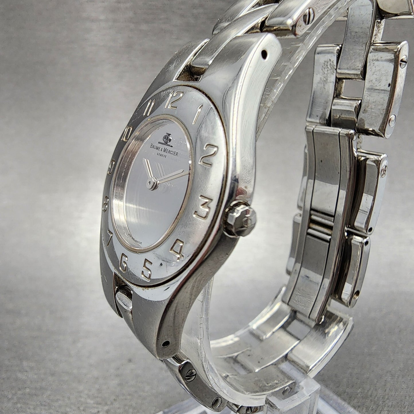 Baume Mercier Linea Watch Women 27mm Silver Dial Steel Round MVO45182 New Batt