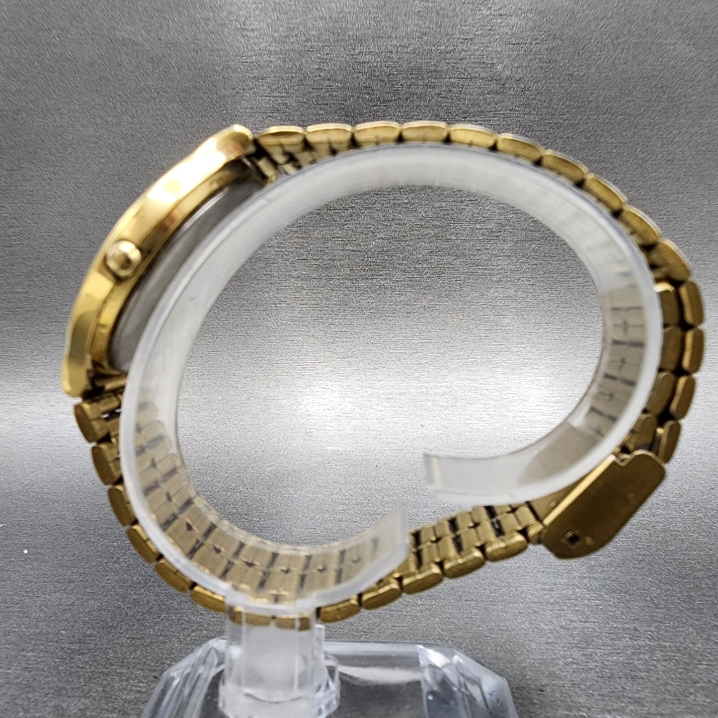 Seiko SX Watch Men 34mm Gold Dial Gold Tone Round V701-6J60 PARTS REPAIR
