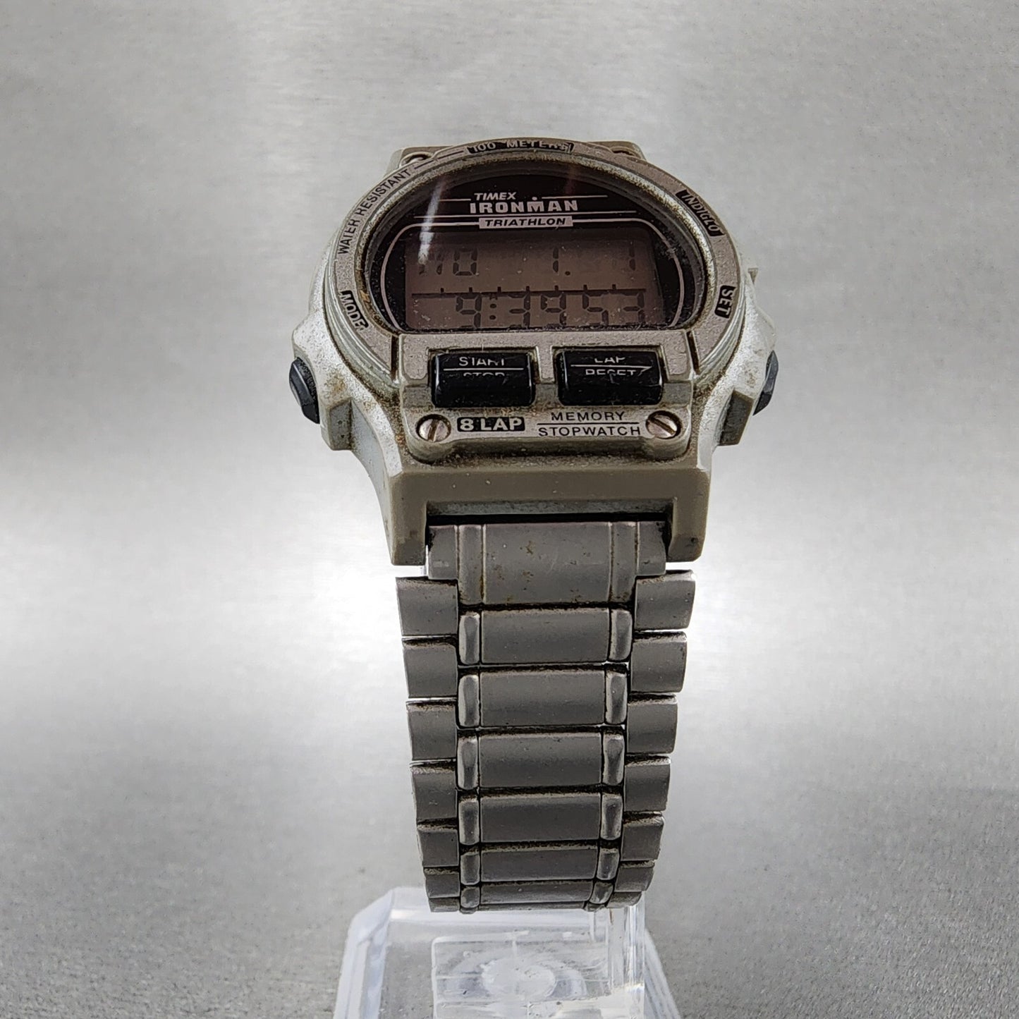 Timex Ironman Watch Women 32mm Digital Silver Tone Round New Battery VTG