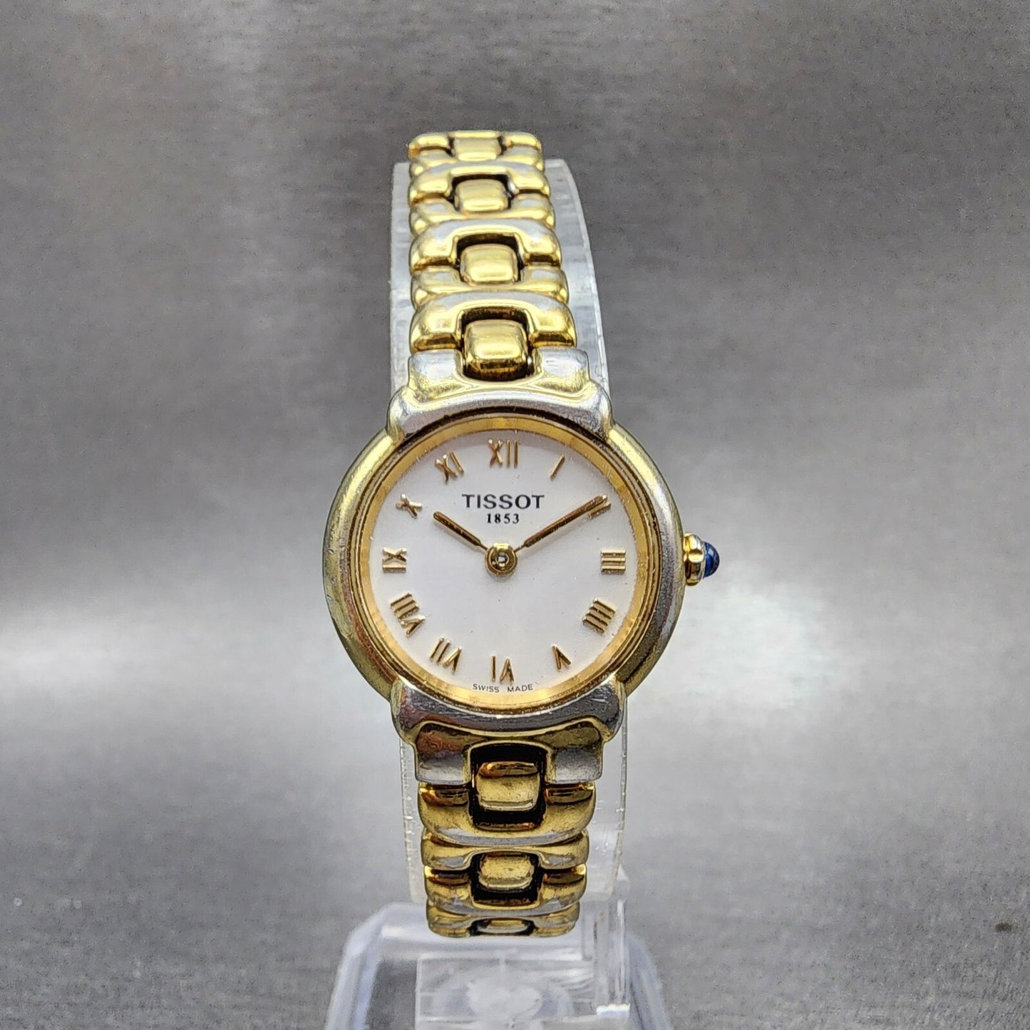 Tissot Watch Women 23mm White Dial Gold Tone Date Round 6327 New Battery