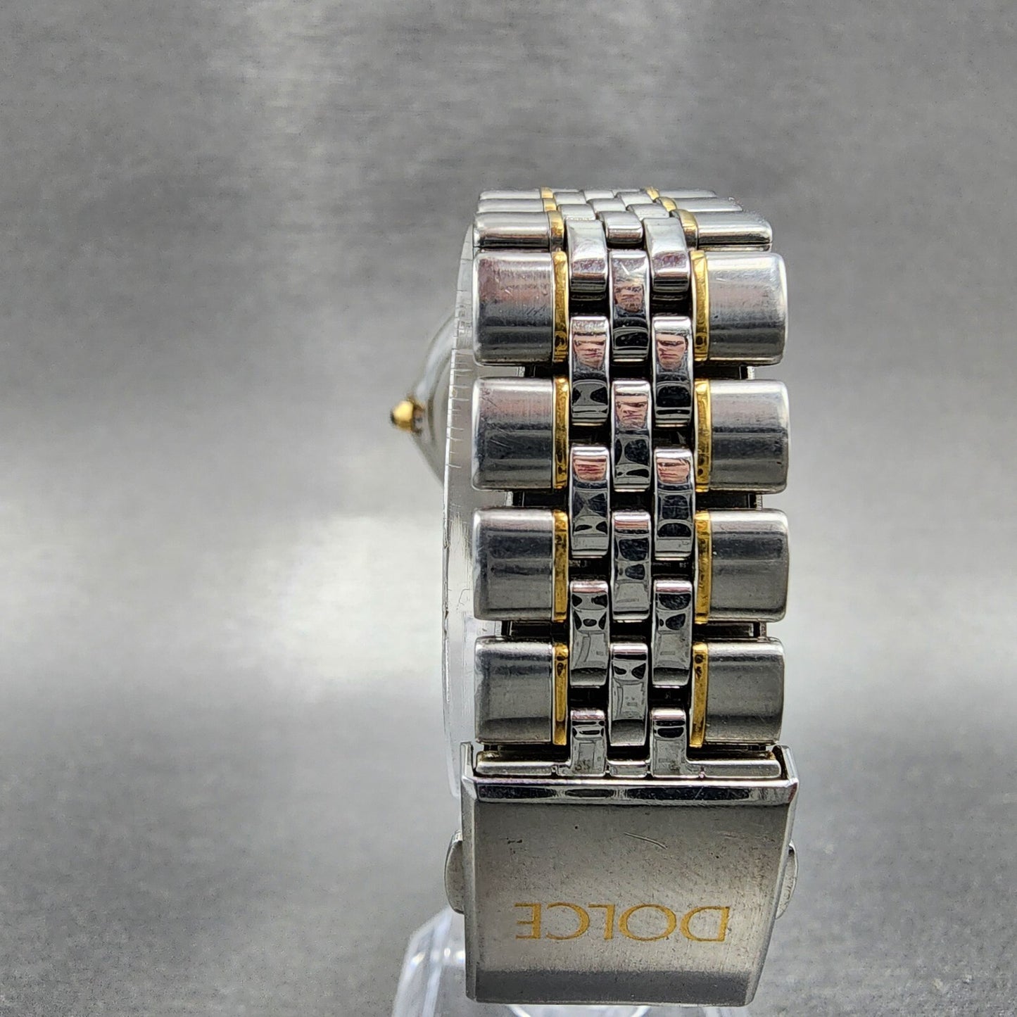 Seiko Dolce Watch Men 35mm White Dial Two Tone Round Date 5e32-6b00 New Battery