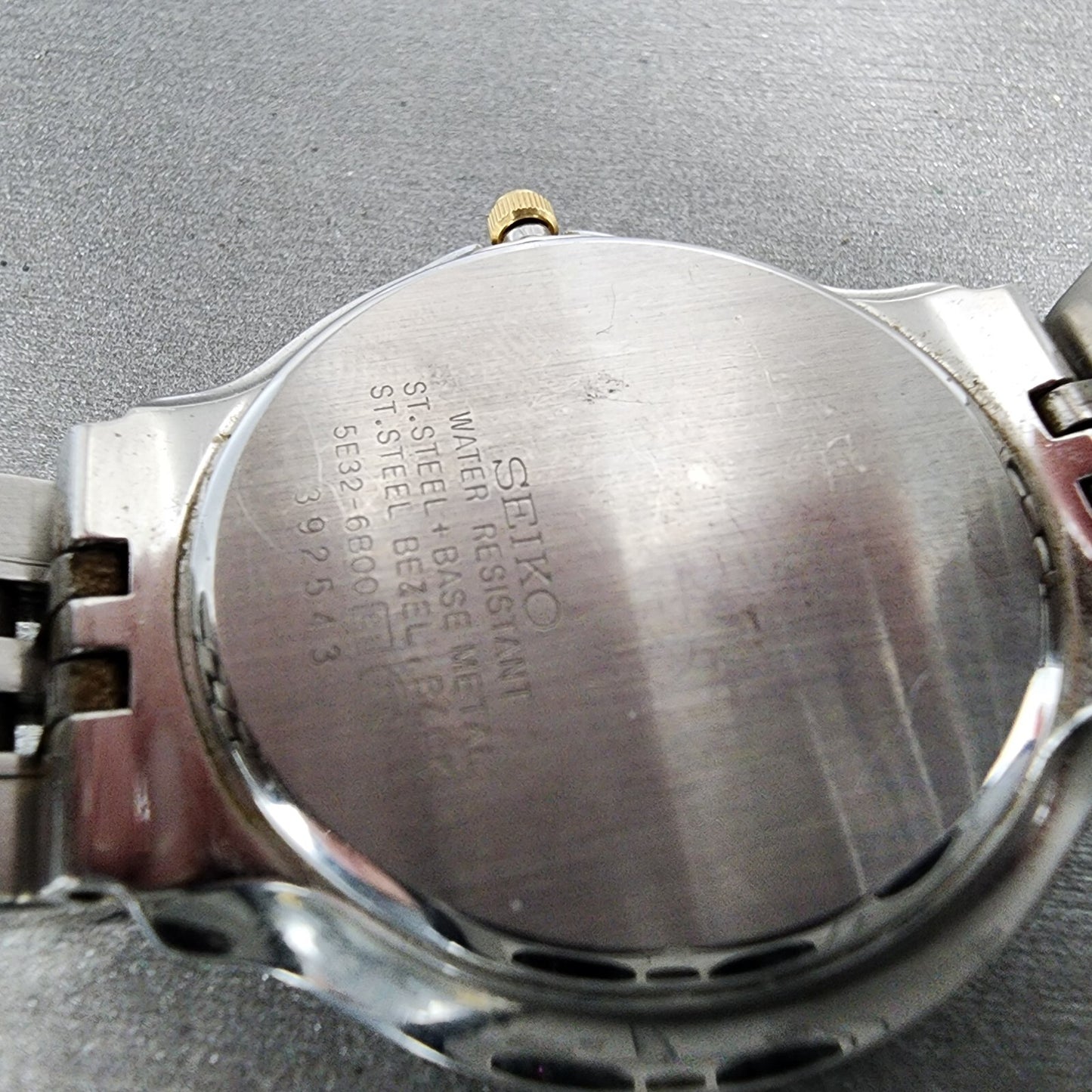 Seiko Dolce Watch Men 35mm White Dial Two Tone Round Date 5e32-6b00 New Battery