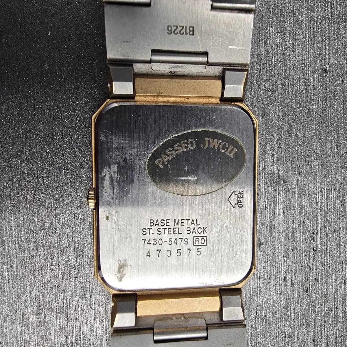 Seiko Watch Men 26mm Gold Dial Gold Rectangle 7430-5479 New Battery Tank Neo VTG10