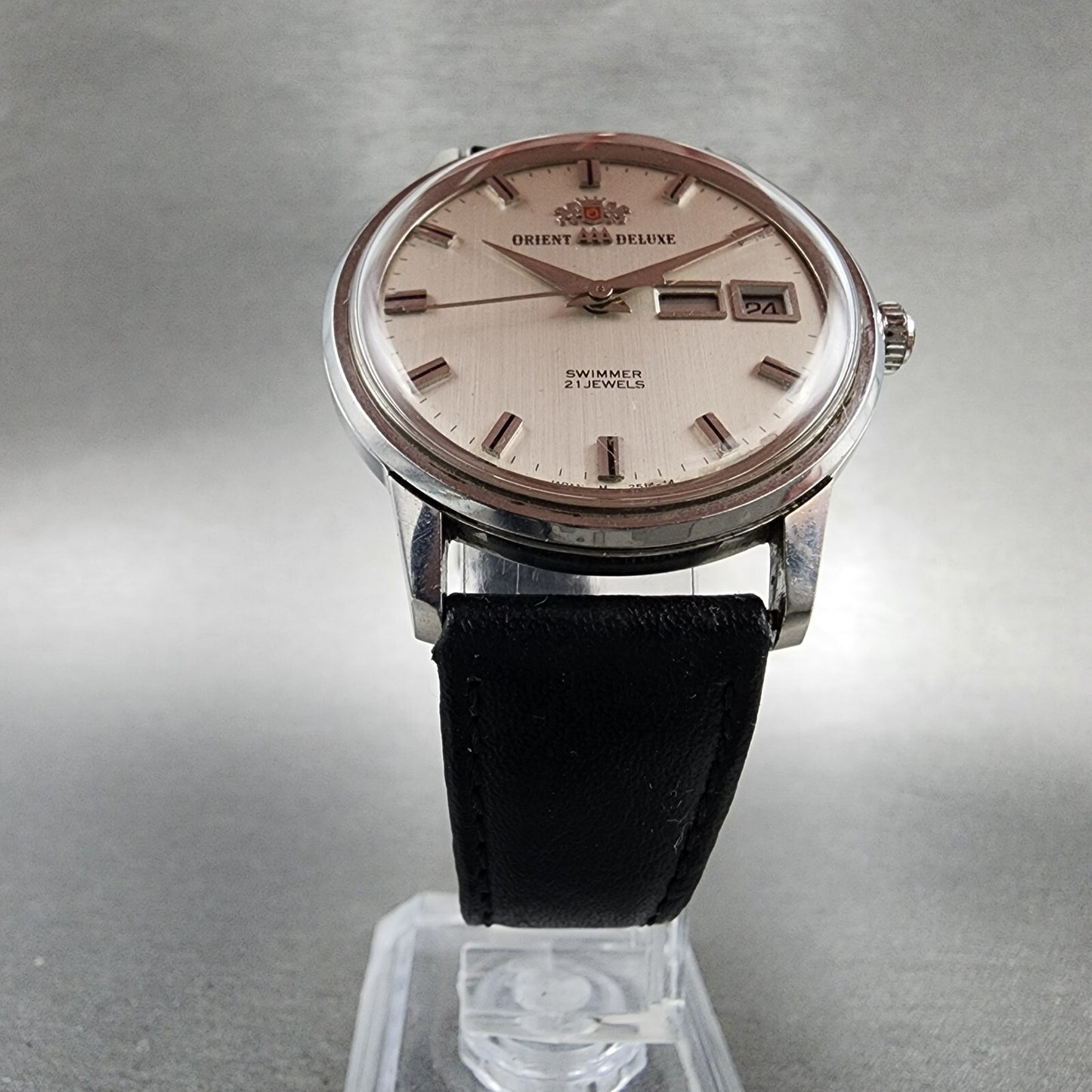 Orient AAA Deluxe Watch Men 35mm Silver Dial Steel Daydate Automatic READ!! RUNS
