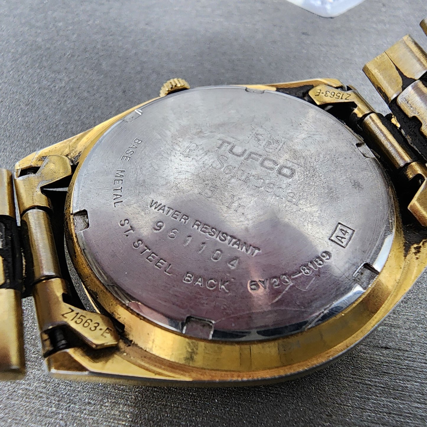 Seiko SQ Watch Men 37mm Gold Dial Gold Tone Daydate 5y23-8189 New Battery