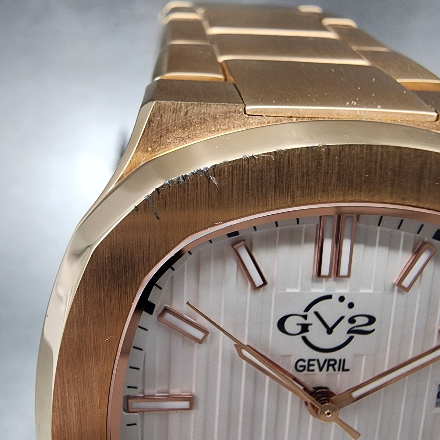 Gevril GV2 Potente Watch Men 39mm White Dial Rose Gold Tone Date Automatic 18102