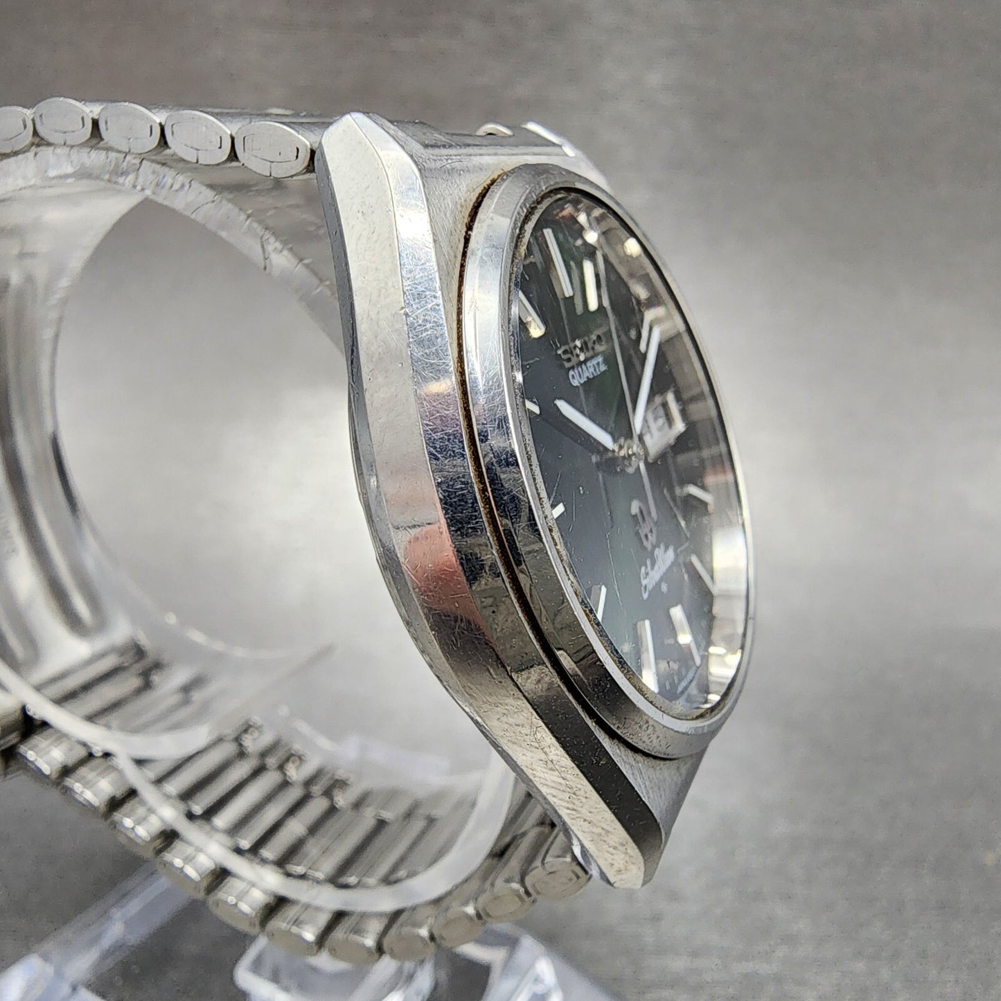 Seiko SilverWave Watch Men 36mm Green Dial Silver Tone Daydate 8229-8000 NewBat