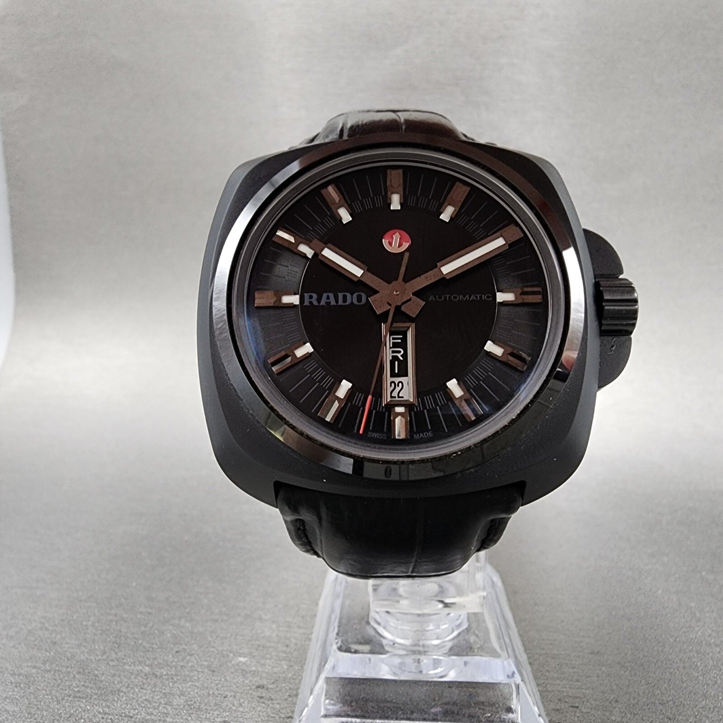 Rado HyperChrome XL Watch Men 46mm Black Dial Black Ceramic Daydate Automatic