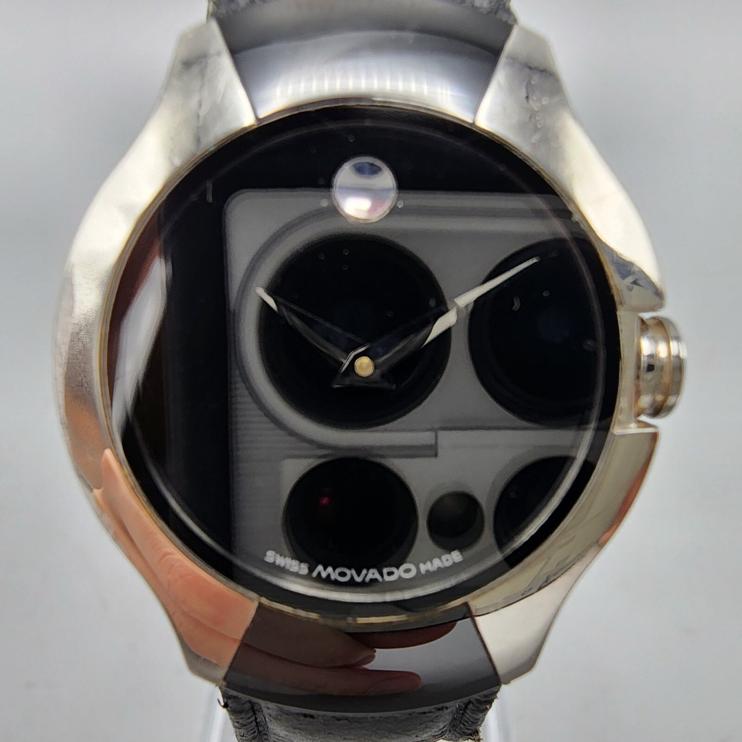 Movado Allia Watch Women 26mm Black Dial Silver Black Tone Round New Battery