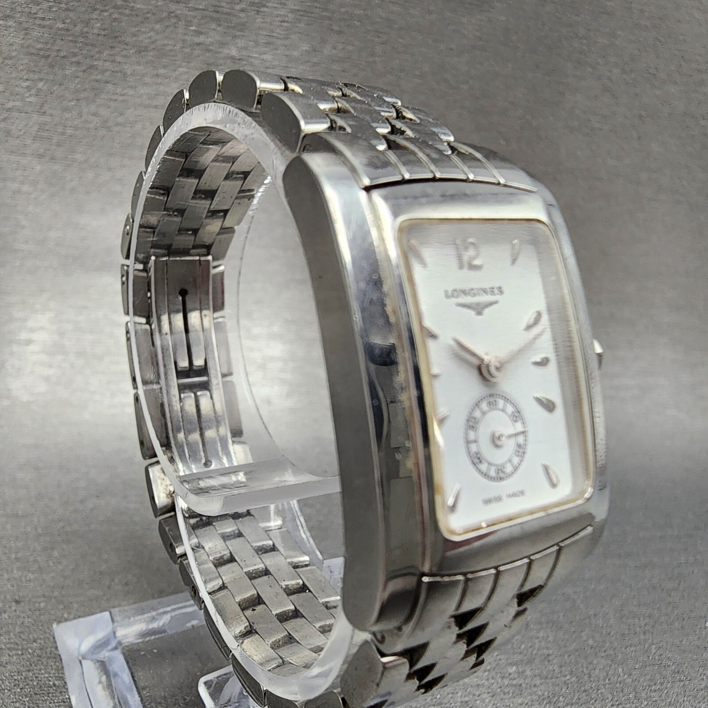 Longines Dolce Vita tank Watch Women 20mm White Dial Steel Rectangle New Battery