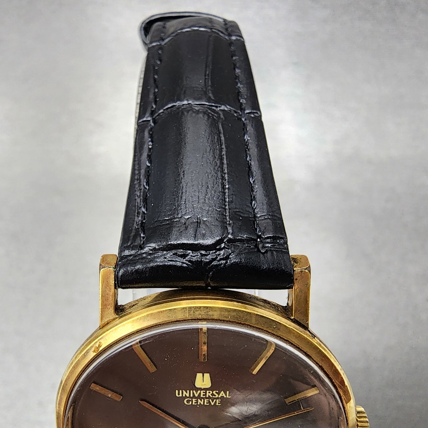 Universal Geneve Watch Men 32mm Brown Dial Gold Plated Manual Wind 542109 READ!!